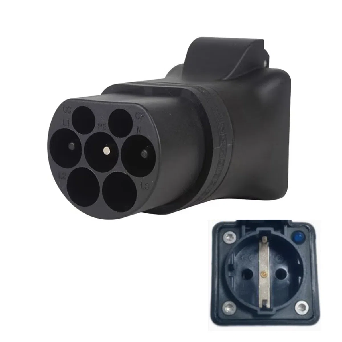 Adattatore Tipo2 a Schuko, 3500W 16A 220V Tipo 2 a Presa Schuko Adattatore Ricarica EV per Caricare Biciclette Elettriche Scooter Moto Elettriche Presso Le EV Stazioni Ricarica (con spia luminosa)