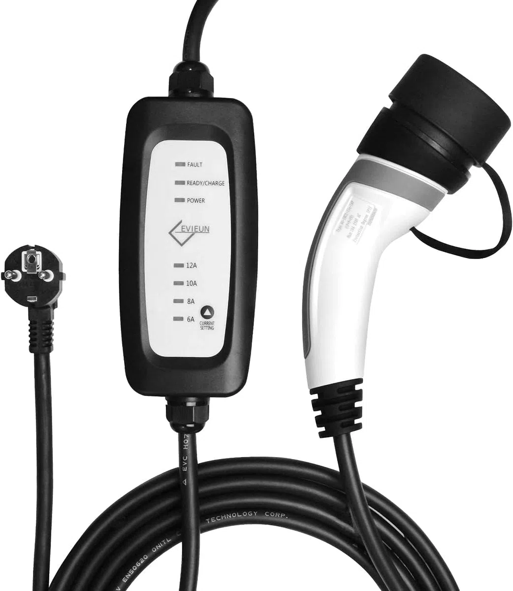 EV Cavo di Ricarica 7 Metri,EV Charger Tipo 2 Ricarica Portatile Standard Europeo con Scatola di Ricarica Commutabile 6-16A Schuko 2 Pin (Spina di Euro) 3.6KW