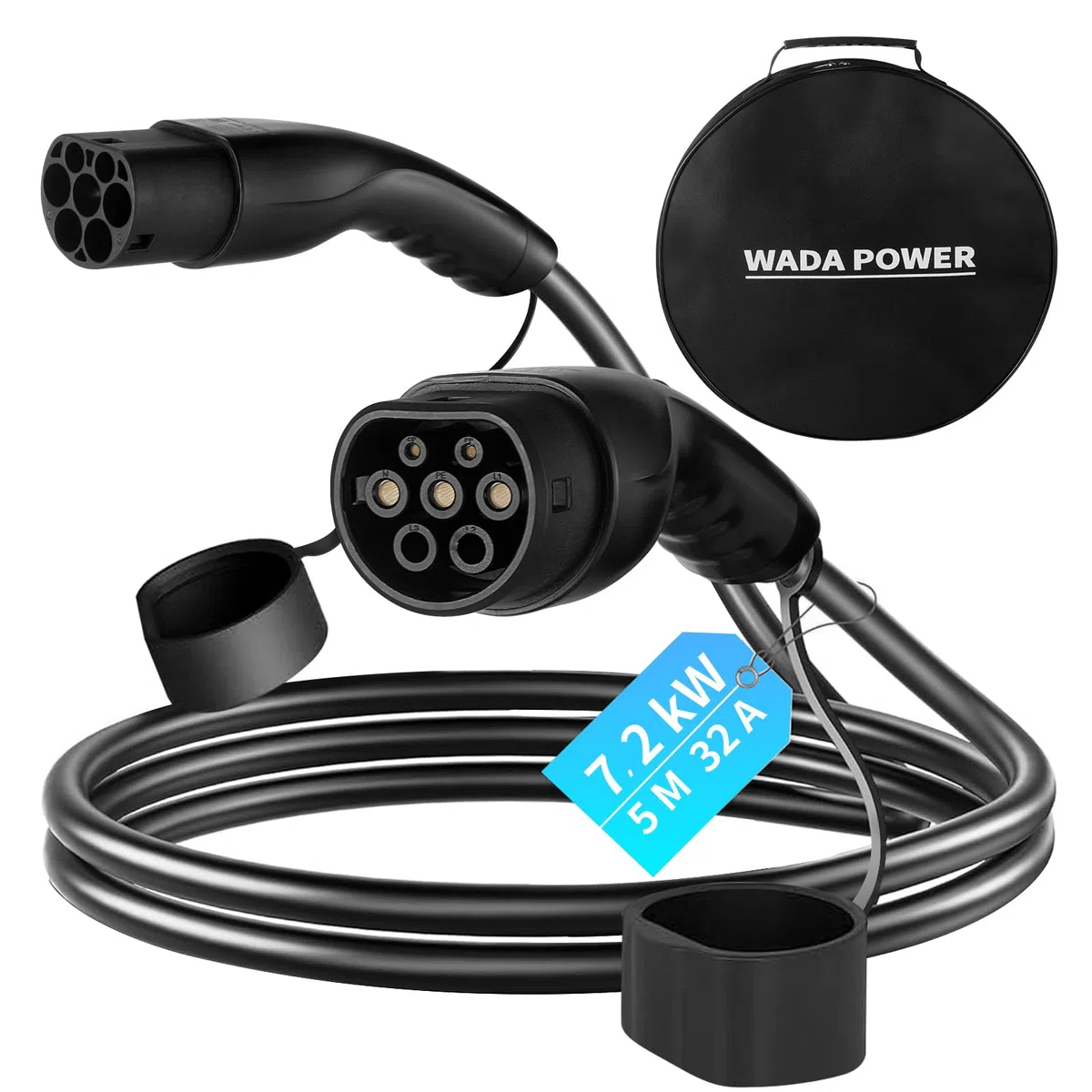 Cavo Ricarica Auto Elettrica Tipo 2: Cavo di Ricarica per Veicoli Elettrici 7KW 32A Monofase, Compatibile con Tutti i Modelli Tipo 2/CCS2, EV/PHEV, IEC 62196-2, 5M, Borsa Inclusa