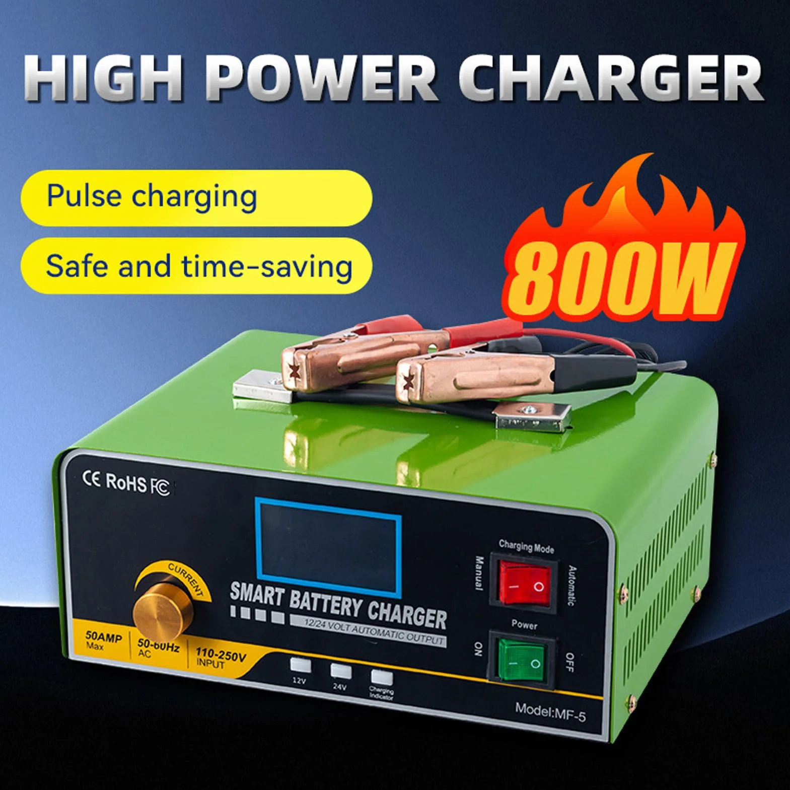 Garosa Starter e Manutentore Batteria 12V/24V per Auto, Camion e Barche - Dispositivo di Avviamento e Ricarica Automatica con LED, Compatibile con Motori a Benzina e (Spina Europea)