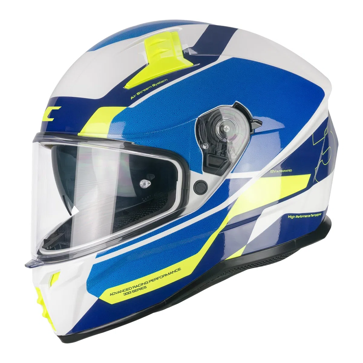 CGM Casco integrale,333G ONYX SPORT Blu Giallo fluo, L