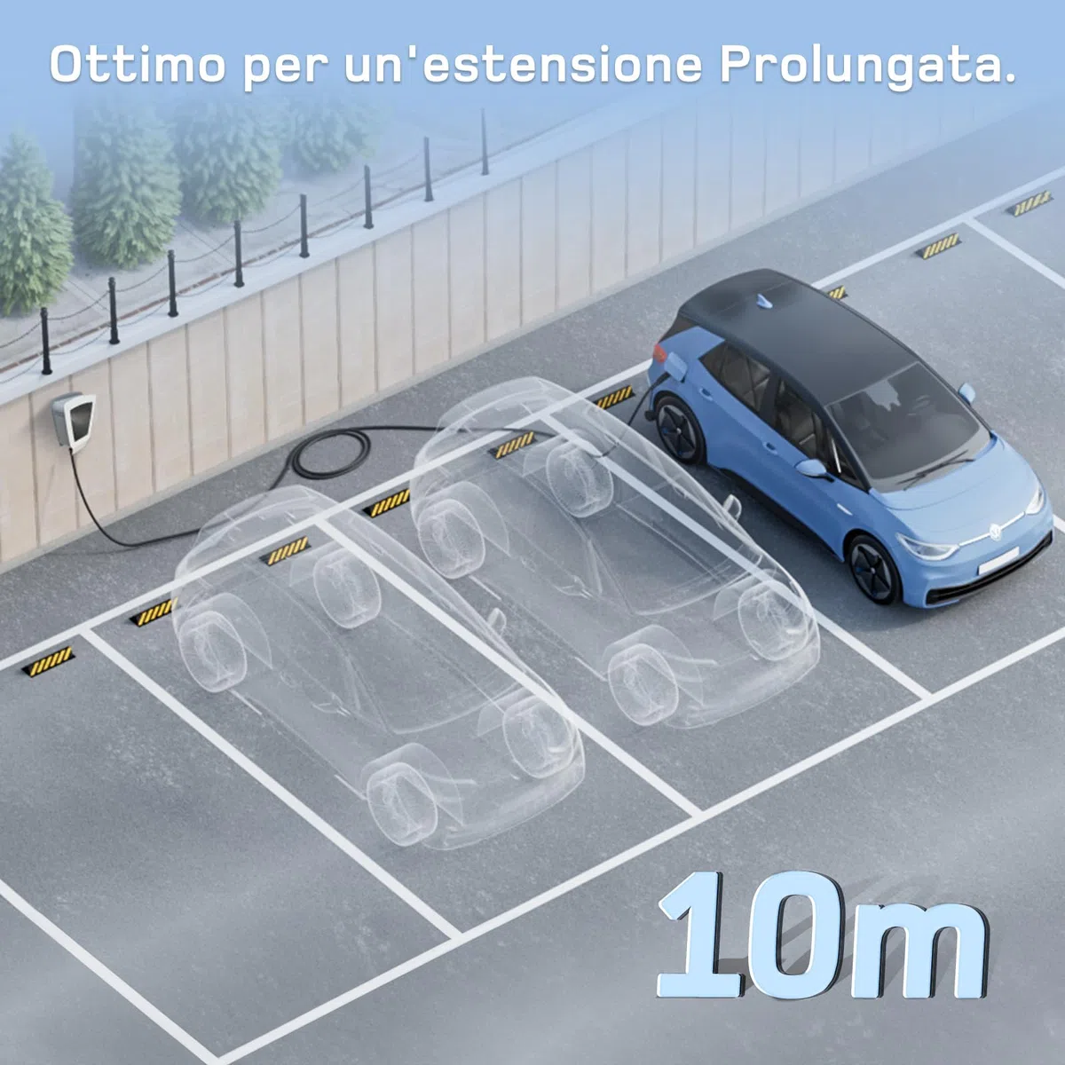 dé Cavo di Ricarica Tipo 2 a estremità Aperta 7kW [1-Fase|10m|32A] per Wallbox/Cavo di Sostituzione per Stazione di Ricarica