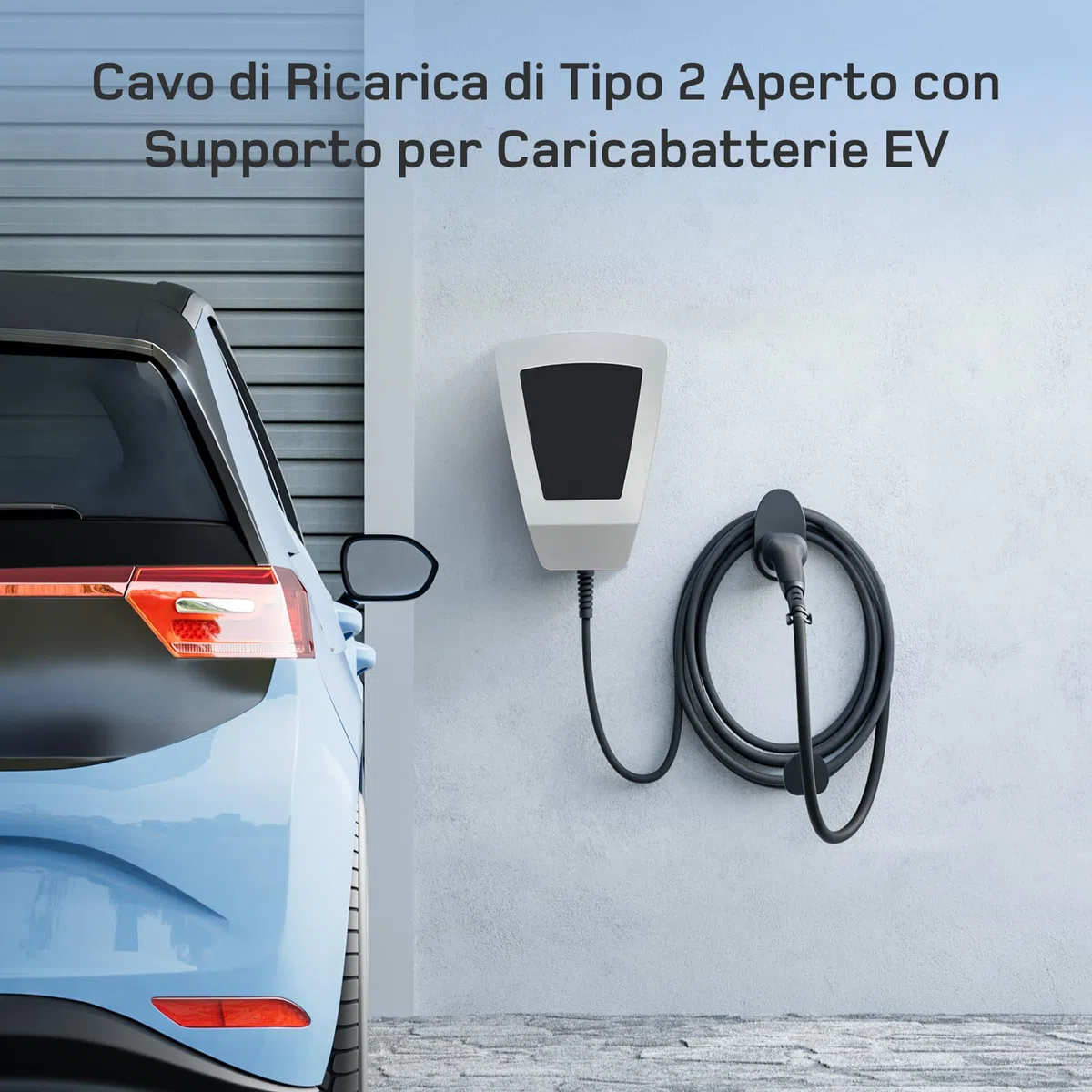 dé Cavo di Ricarica Tipo 2 a estremità Aperta 7kW [1-Fase|10m|32A] per Wallbox/Cavo di Sostituzione per Stazione di Ricarica