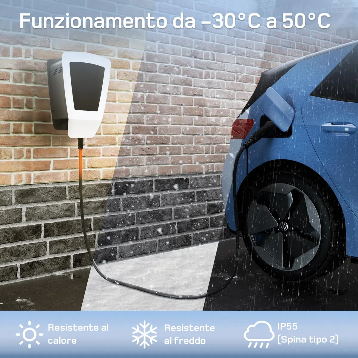 dé Cavo di Ricarica Tipo 2 a estremità Aperta 7kW [1-Fase|10m|32A] per Wallbox/Cavo di Sostituzione per Stazione di Ricarica