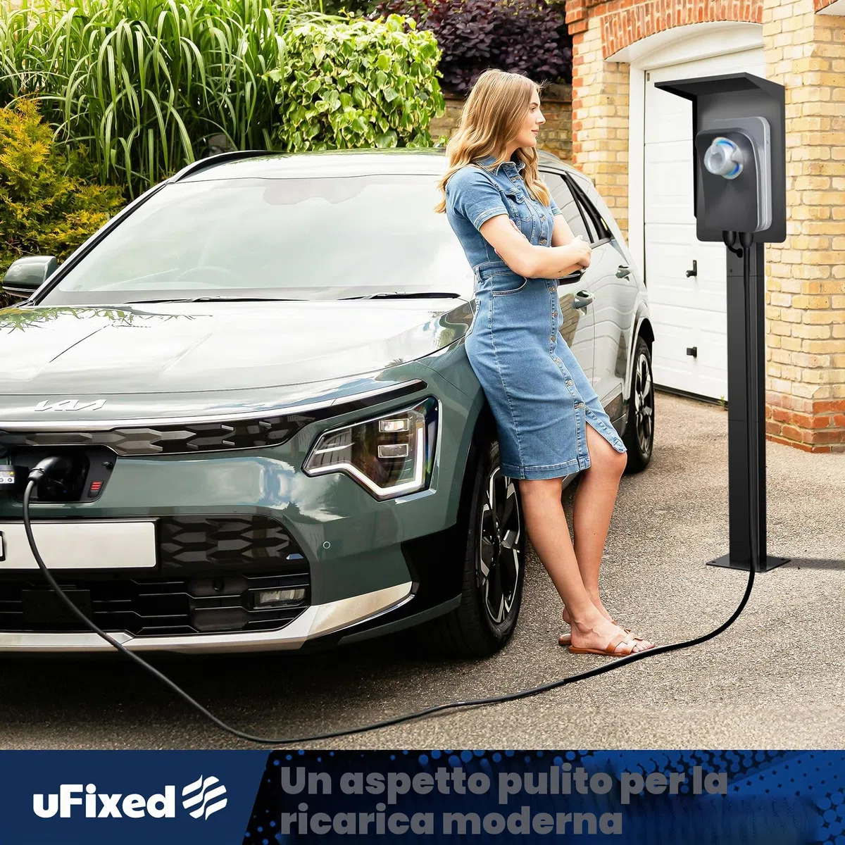 Colonnina di Ricarica EV con Coperchio – Compatibile con Wallbox 7,4 kW Monofase, Pulsar Plus e Cavo Tipo 2, Protezione Anti-Pioggia e Sole | EUIPO Reg. Nr. 015116807-0001