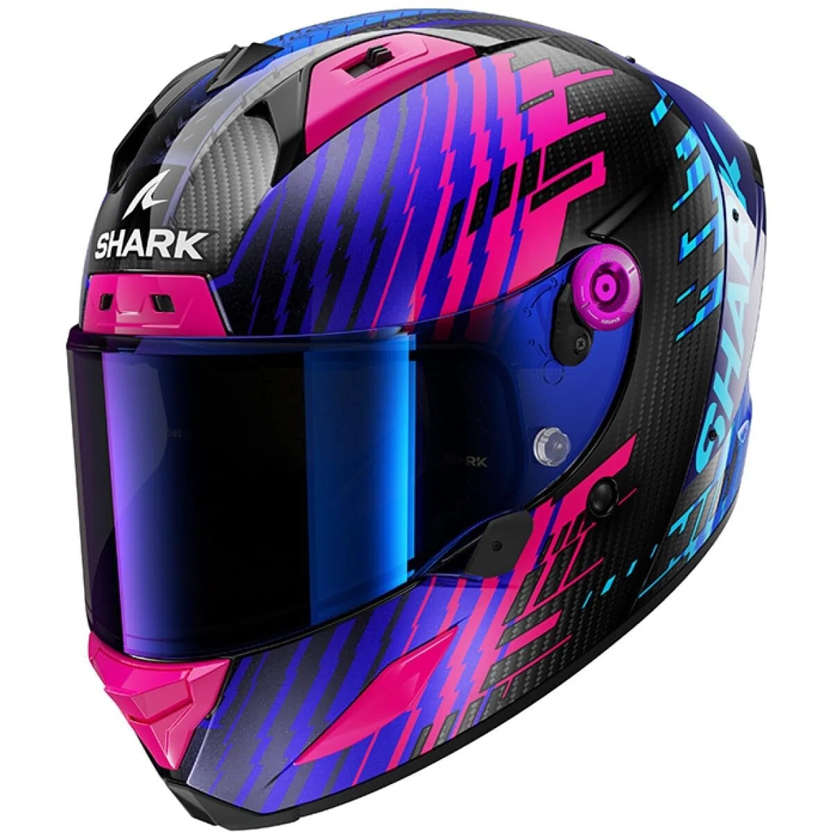SHARK, Casco Moto Integrale AERON EDGY Carbon Blue Chrome DBU, XL