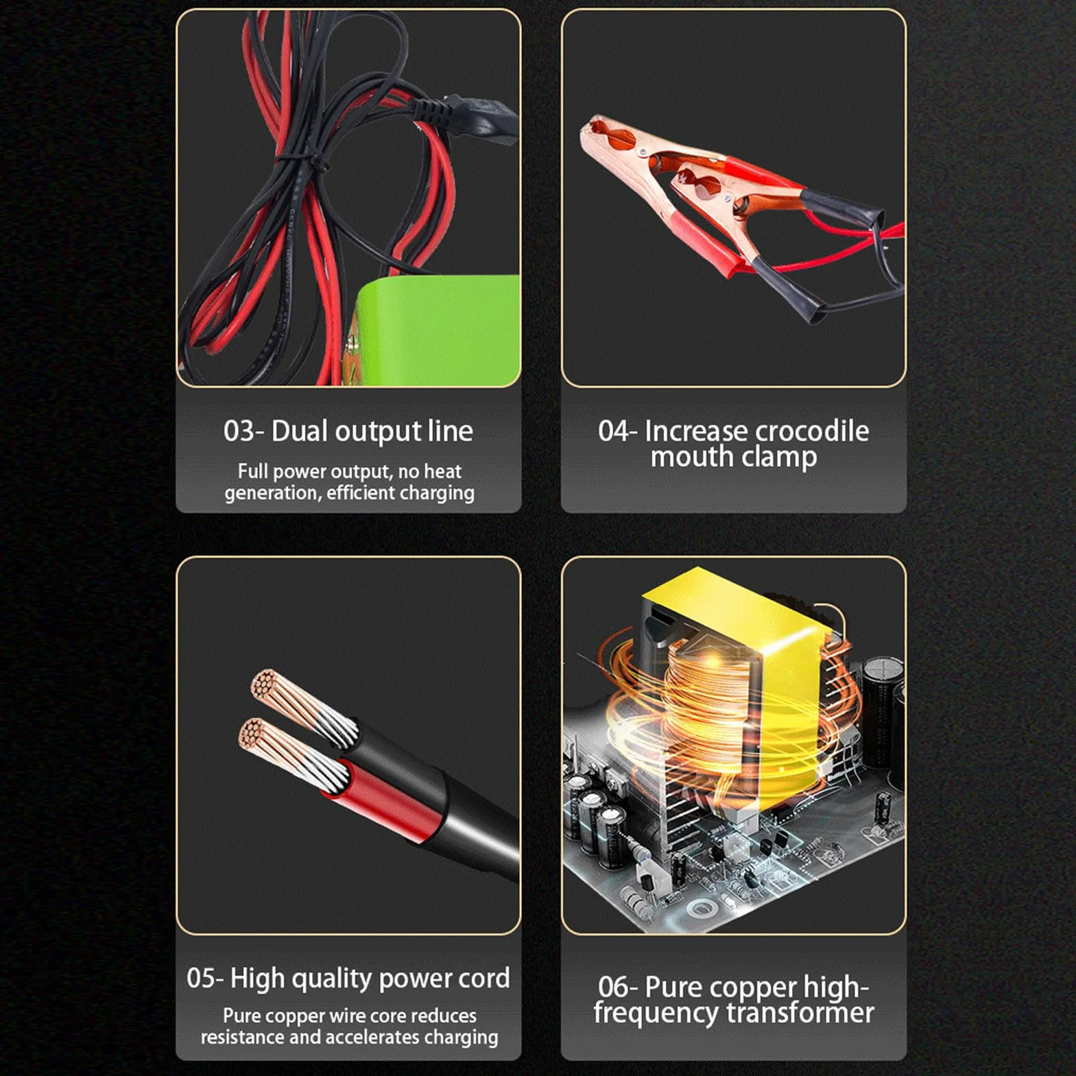 Garosa Starter e Manutentore Batteria 12V/24V per Auto, Camion e Barche - Dispositivo di Avviamento e Ricarica Automatica con LED, Compatibile con Motori a Benzina e (Spina Europea)