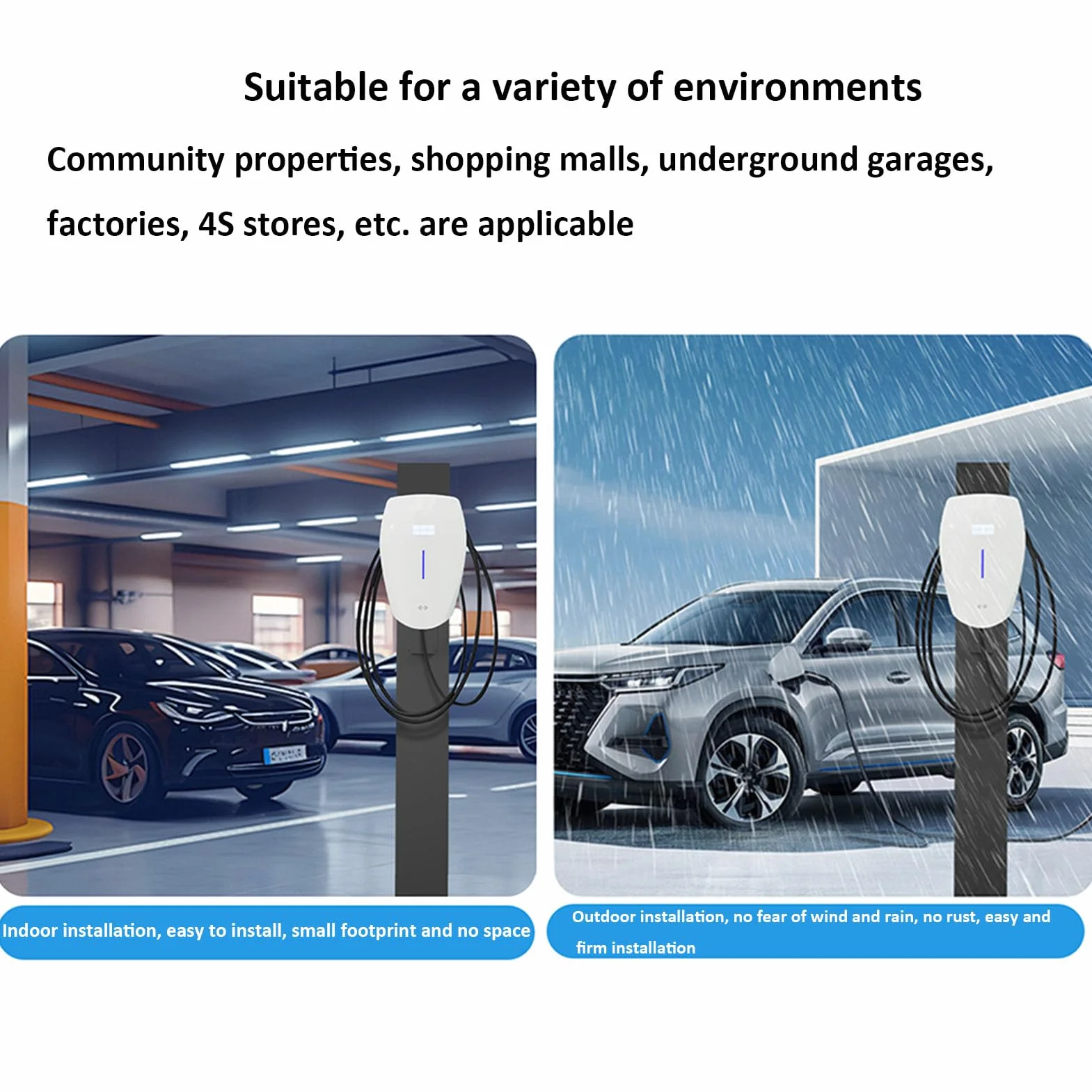 Supporto a piedistallo per caricabatterie EV, stazione di ricarica universale per veicoli elettrici, supporto da pavimento per tutte le stagioni per ricarica di veicoli a nuova energia