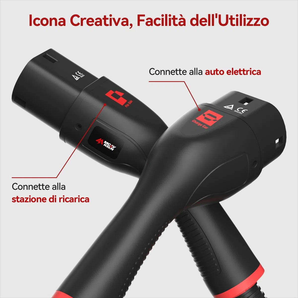 EV Cavo di Ricarica Tipo 2 7,2kw| 32A| Monofase| 7M |Tipo 2 a Tipo 2 EV Cavo di Ricarica per Auto Elettrica- Compatible con ID4, 500e, e-208, i3, XC40 - con Borsa