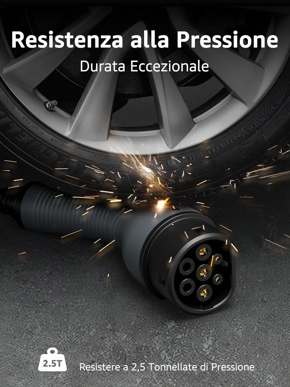 bokman Cavo Ricarica Auto Elettrica Tipo 2, 22 KW / 5 Metri / 32A / 3 Fase/modalità 3, Cavo Tipo 2 con Borsa per Il Trasporto Applicabile a 500e/Model Y/3/Primavera/ID.3/ID.4/e-208
