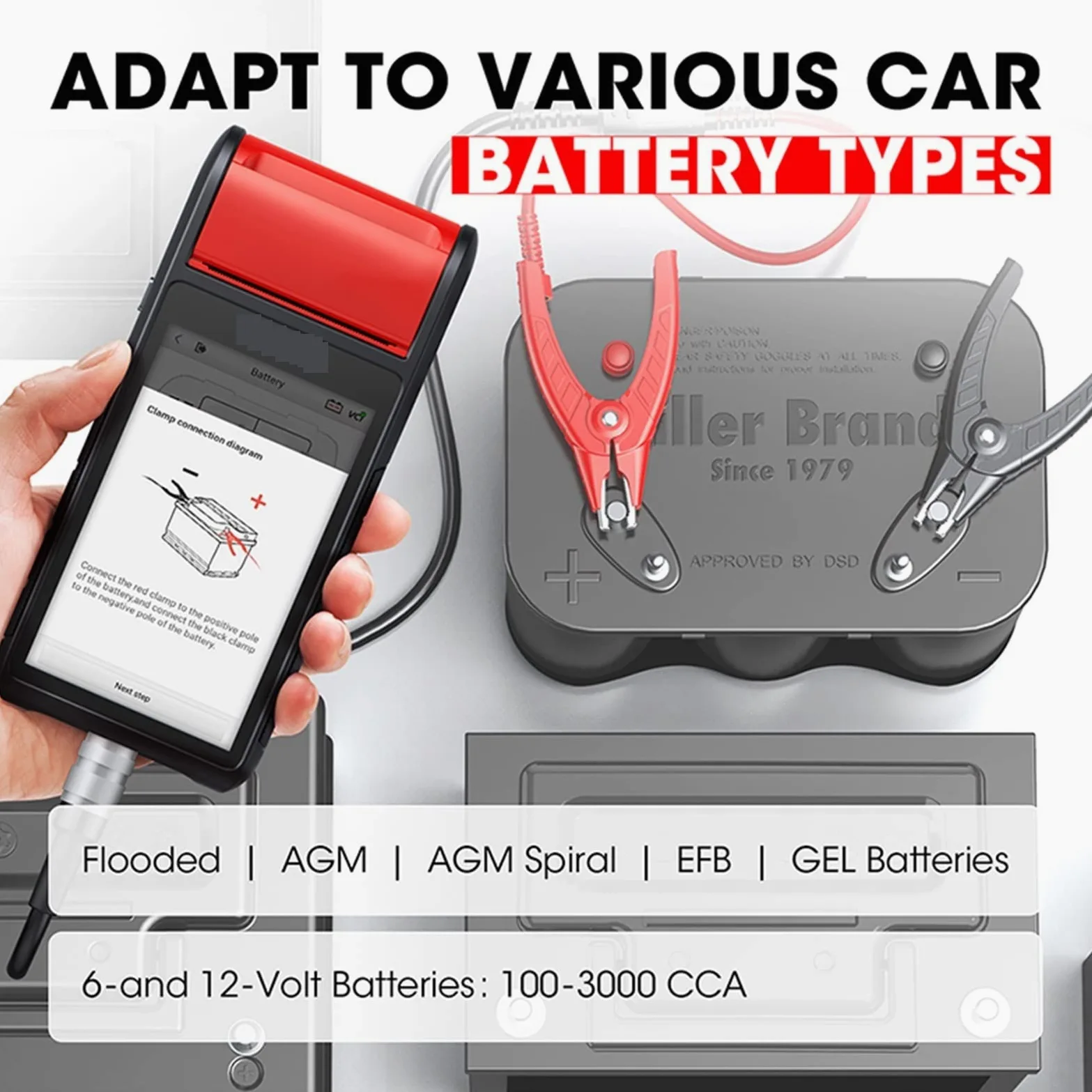 EDEDE Tester Batteria BT608e. ANALIZZATORE di Elettrico Tester Batteria con PRINTR Stampante Tutti Gli Strumenti di diagnostica del aggiornati BT508 / BT506.