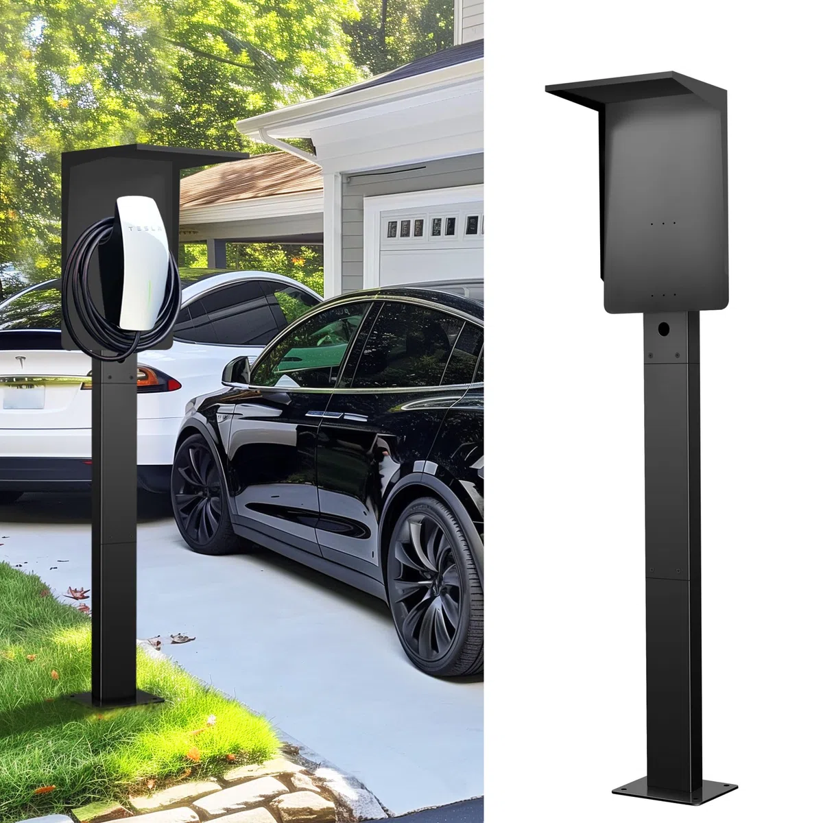 Colonnina di Ricarica EV con Coperchio – Compatibile con Wallbox 7,4 kW Monofase, Pulsar Plus e Cavo Tipo 2, Protezione Anti-Pioggia e Sole | EUIPO Reg. Nr. 015116807-0001