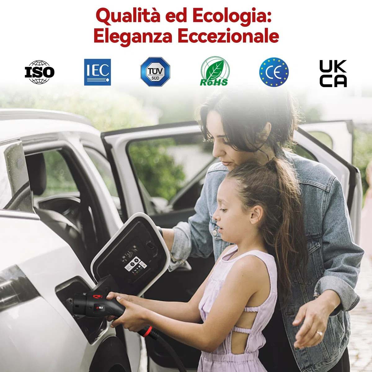 EV Cavo di Ricarica Tipo 2 7,2kw| 32A| Monofase| 7M |Tipo 2 a Tipo 2 EV Cavo di Ricarica per Auto Elettrica- Compatible con ID4, 500e, e-208, i3, XC40 - con Borsa