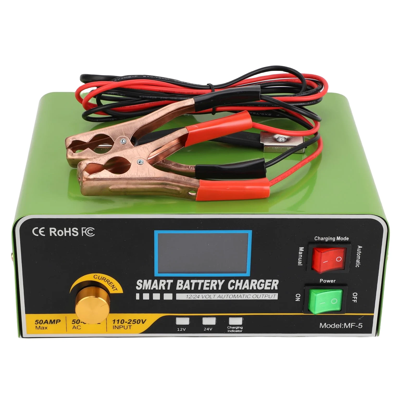 Garosa Starter e Manutentore Batteria 12V/24V per Auto, Camion e Barche - Dispositivo di Avviamento e Ricarica Automatica con LED, Compatibile con Motori a Benzina e (Spina Europea)