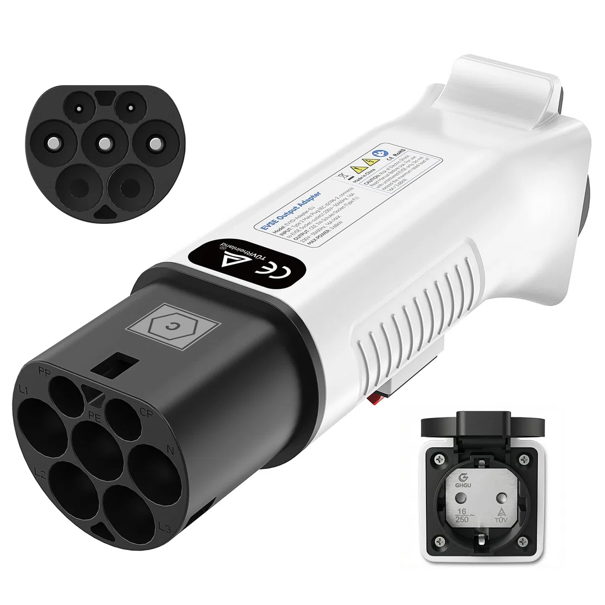 Adattatore Tipo 2 a Schuko per Colonnine di Ricarica & Wallbox (230 V, 16 A, 3,68 kW, IP44) | Spina Tipo 2 a Presa Schuko per E-Bike, Monopattini, Moto e Microcar Elettriche (non per V2L)